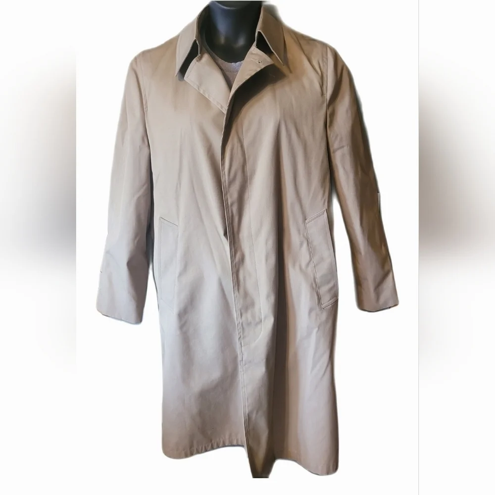 Botany 500 WeatherTopper Men VTG Tan Classic Trench Coat Streetwear Normcore